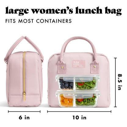 Fit & Fresh Bloomington Lunch Bag for Women - Insulated Large Lunch Box for Work with Containers, Leak-Resistant, Stain-Resistant, Zipper Closure, Cheetah