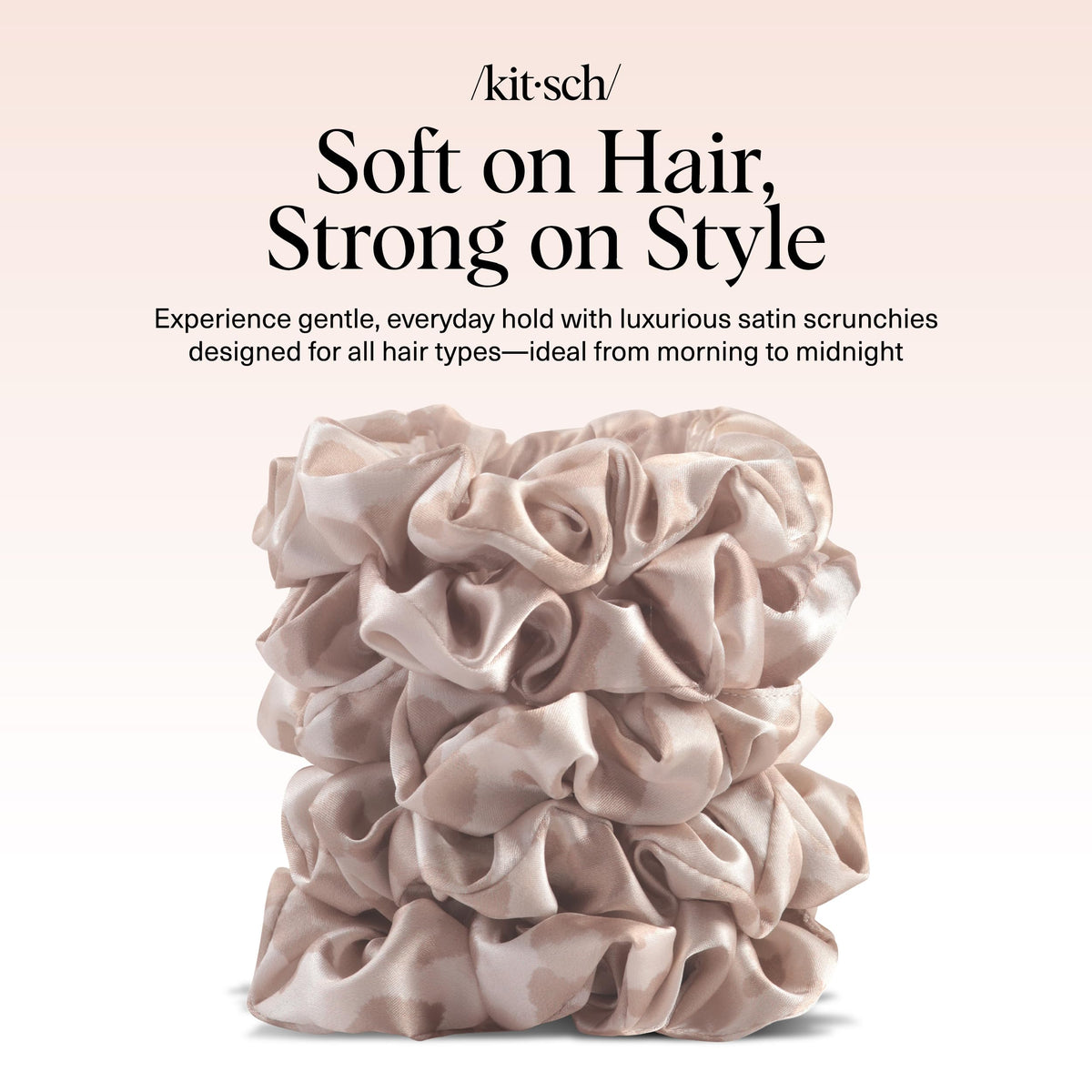 Kitsch Ultra-Petite Satin Scrunchies for Women - Cherry Blossom, 5pcs