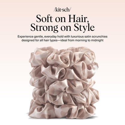 Kitsch Ultra-Petite Satin Scrunchies for Women - Cherry Blossom, 5pcs
