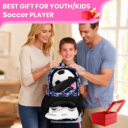 Hsmihair Soccer Bag,Youth Soccer Backpack with Ball and Cleat Compartment