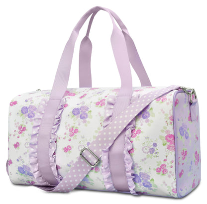 iscream 17" x 10" Duffle Bag with Double Handles, Removable, Adjustable Should Strap and Ruffle Accents - Vintage Vibes