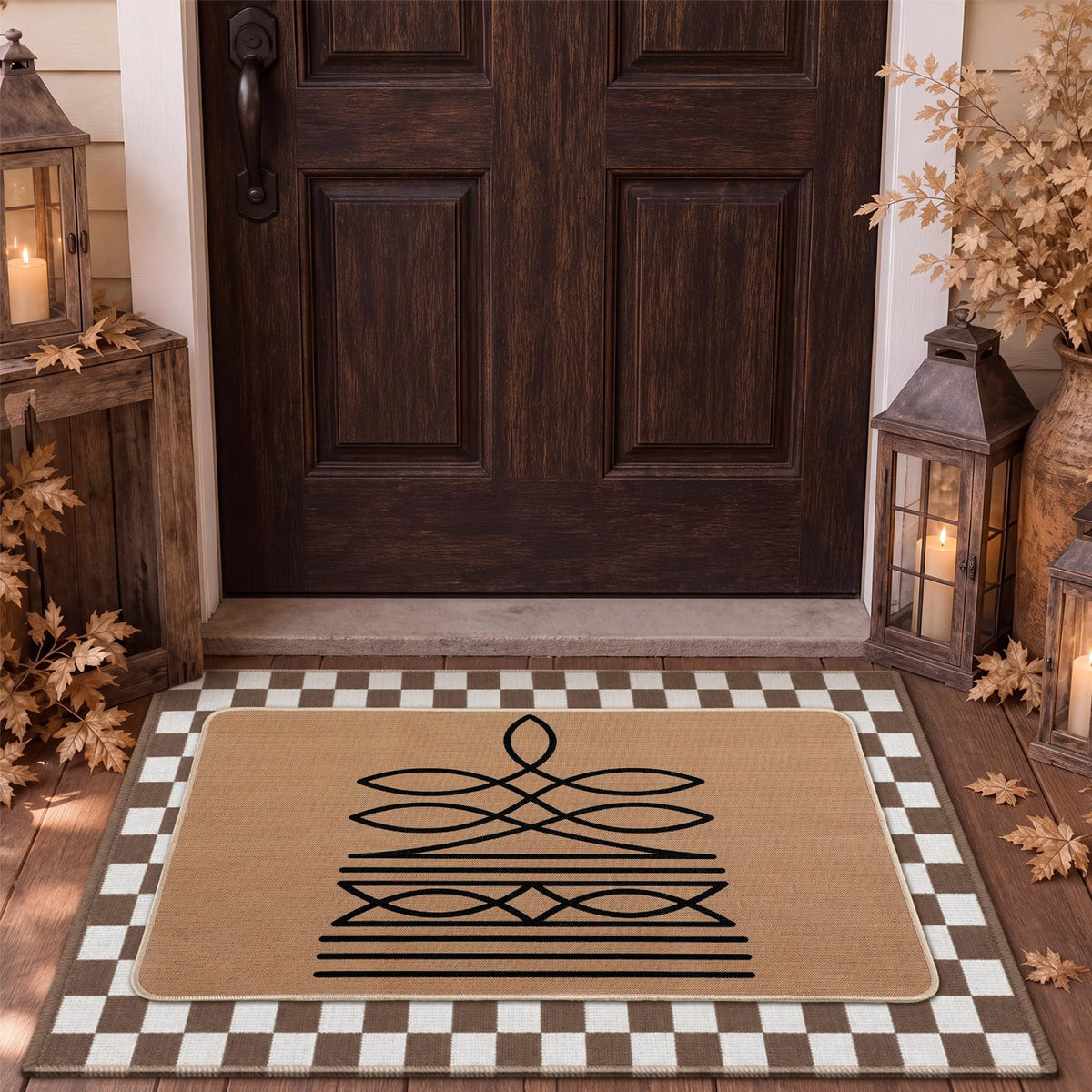 Tinideya 2 Pcs Halloween Door Mats Outdoor Layered Ghost Front Door Mat