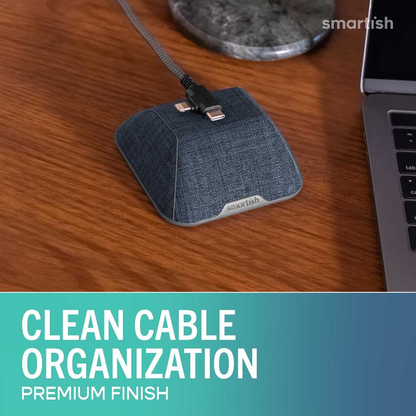 Smartish® Magnetic Cord Holder - Bigger Cable Wrangler Organizer with Magnet Clips for Charger Management on Desktop, Nightstand - Holds 6+ Cables - I'm Blushing