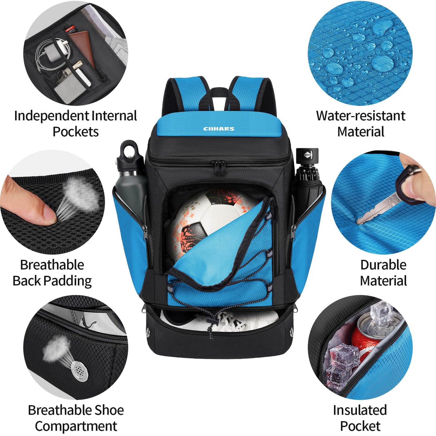 Soccer Backpack,Soccer Bag with Ball Holder and Shoe Compartment