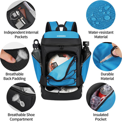 Soccer Backpack,Soccer Bag with Ball Holder and Shoe Compartment