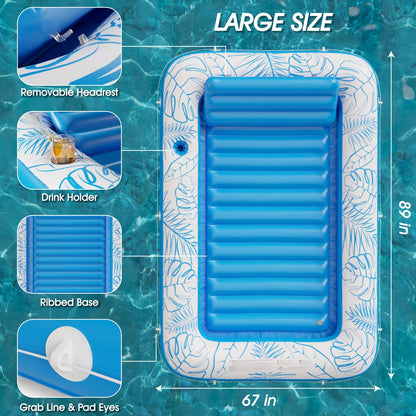 Inflatable Tanning Pool Lounger Float - Jasonwell 4 in 1 Sun Tan Tub Sunbathing Pool Lounge Raft Floatie Toys Water Filled Tanning Bed Mat Pad for Adult Blow Up Kiddie Pool Kids Ball Pit Pool (L)