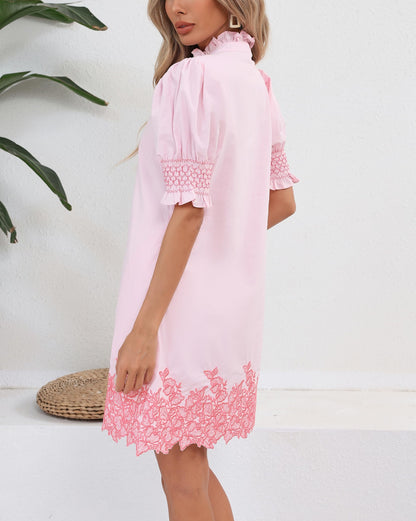 YEXPINE Women's Summer Embroidered Mini Dress