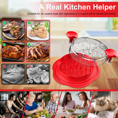 SURETIVIAN Chicken Shredder Tool Twist Large Chicken Breast Shredder with Brush&Fork, Visible Meat Shredder Machine, Anti-Slip Strip, Ergonomic Handle, BPA Free, Pork Beef Chicken(Hot Pink)