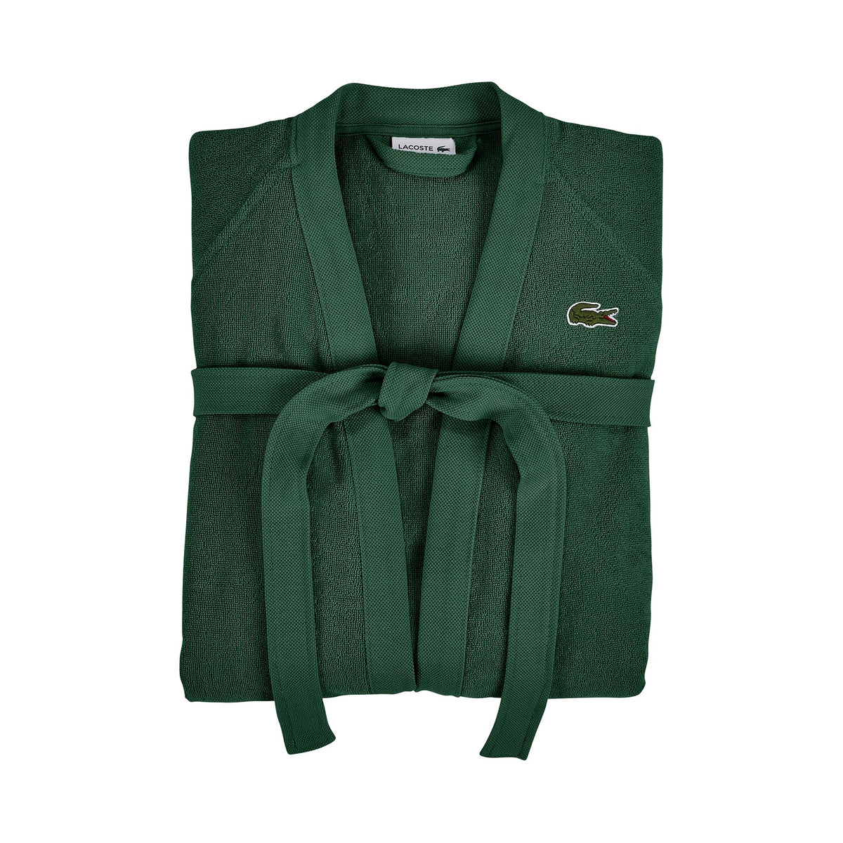 Lacoste Classic Pique Bath Robe, 100% Soft Cotton Terry, Unisex Adult Bathrobe, Absorbent & Quick Drying, One Size Fits Most