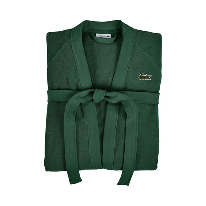 Lacoste Classic Pique Bath Robe, 100% Soft Cotton Terry, Unisex Adult Bathrobe, Absorbent & Quick Drying, One Size Fits Most