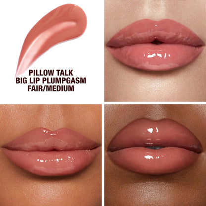 Charlotte Tilbury Big Lip Plumpgasm Lip Gloss - Gift Set Essential - Hydrating Plumper with Hyaluronic Acid & Heat + Ice Technology - Perfect for Pairing with Makeup Favorites