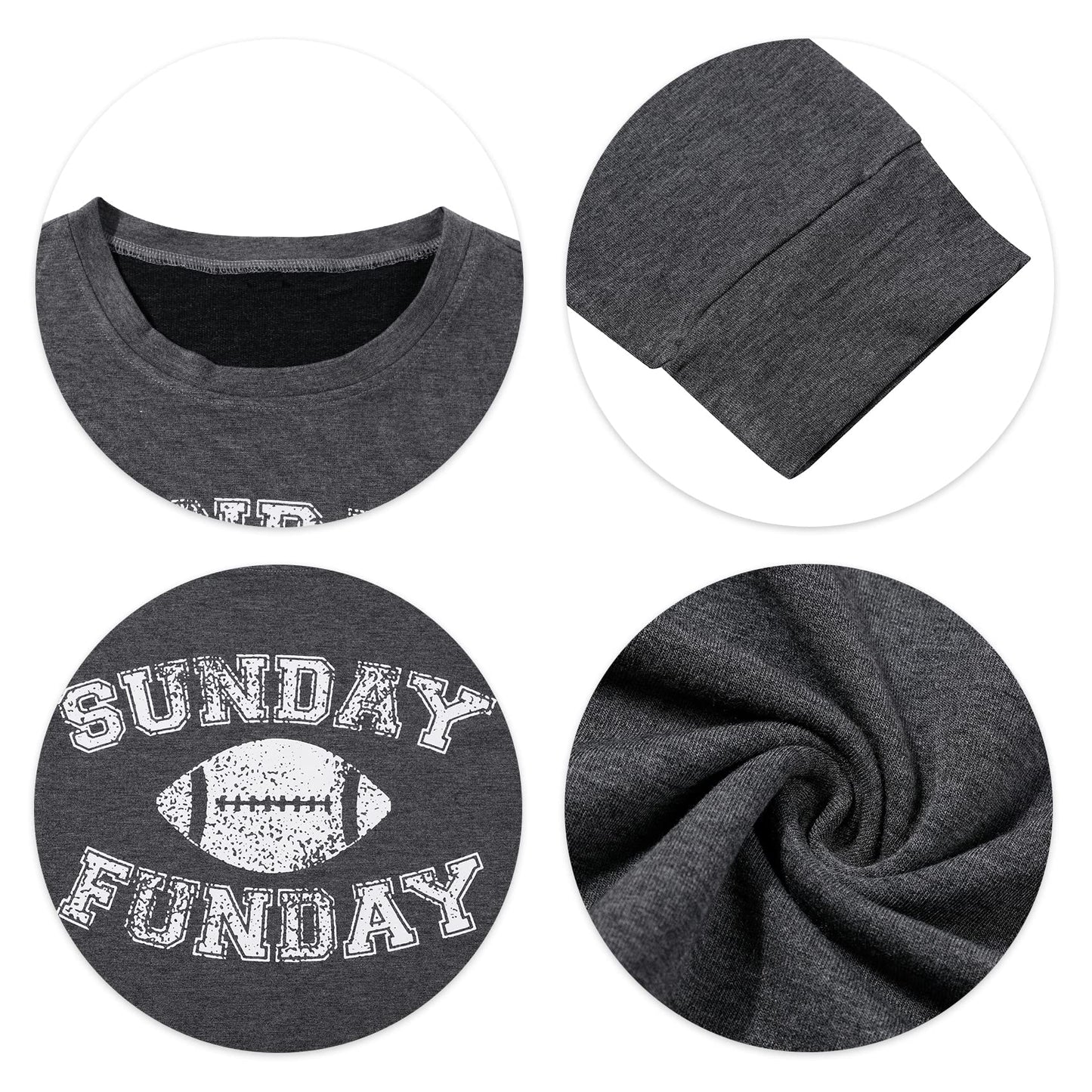 FLOYU Women Sunday Funday Sweatshirt Cute Football Graphic Pullover Game Day Weekend Tops Casual Football Season Shirt
