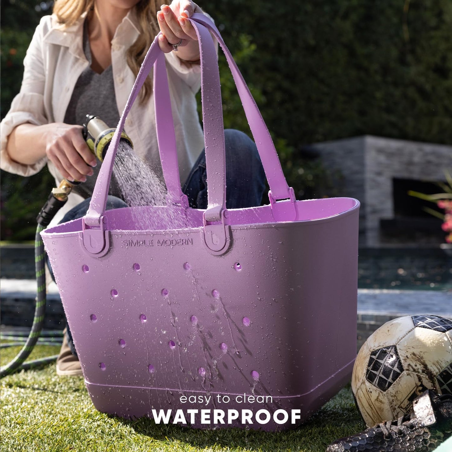 Simple Modern Waterproof Rubber Beach Bag | Large | Black
