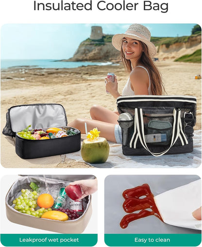 BAGSMART Beach Bag for Women, Large Beach Bag Swim Pool Bag