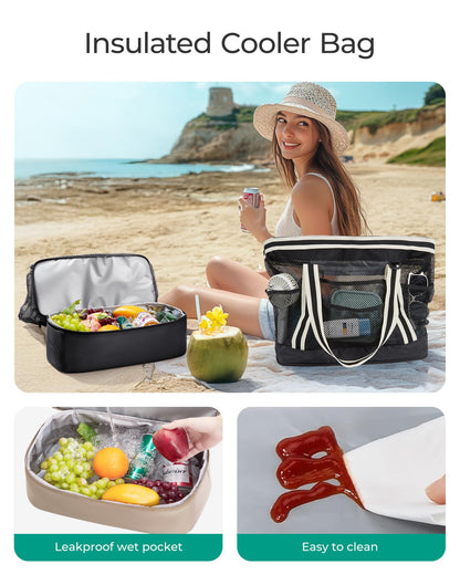 BAGSMART Beach Bag for Women, Large Beach Bag Swim Pool Bag