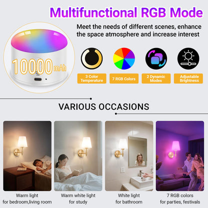 YHCDLAMP Battery Operated Wall Sconce Light with Remote Control, Dimmable Wall Sconce Set of 2 with White Fabric Shade, Wireless Battery Operated Wall Lamp for Bedroom Living Room, Bulb Included
