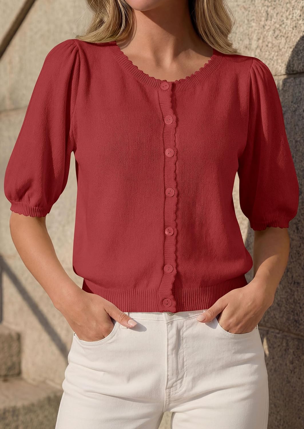 PRETTYGARDEN Women Short Sleeve Lightweight Knit Cardigans