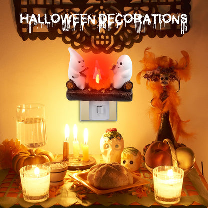 oyeftp Halloween Ghost Bubble Bath Lamp, Cute Bathtub Ghost Night Lights for Halloween Decor, Reading Books Nightlight, Halloween Decorations for Indoor Readers & Book Lover Desk Home Party