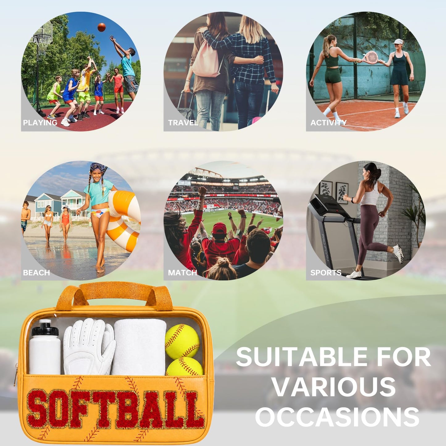Baseball Mom Essentials Baseball Team Gifts Makeup Cosmetic Bag Clear Chenille Letter Zipper Pouch Stuff Sport Portable Travel Case