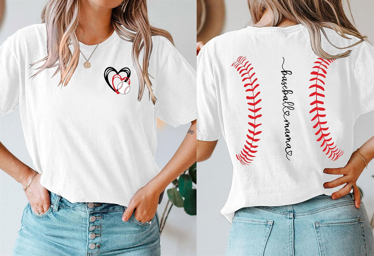 Baseball Mom Shirt for Women: Funny Baseball Tee Shirt Baseball Mama Short Sleeve Casual Tee Tops