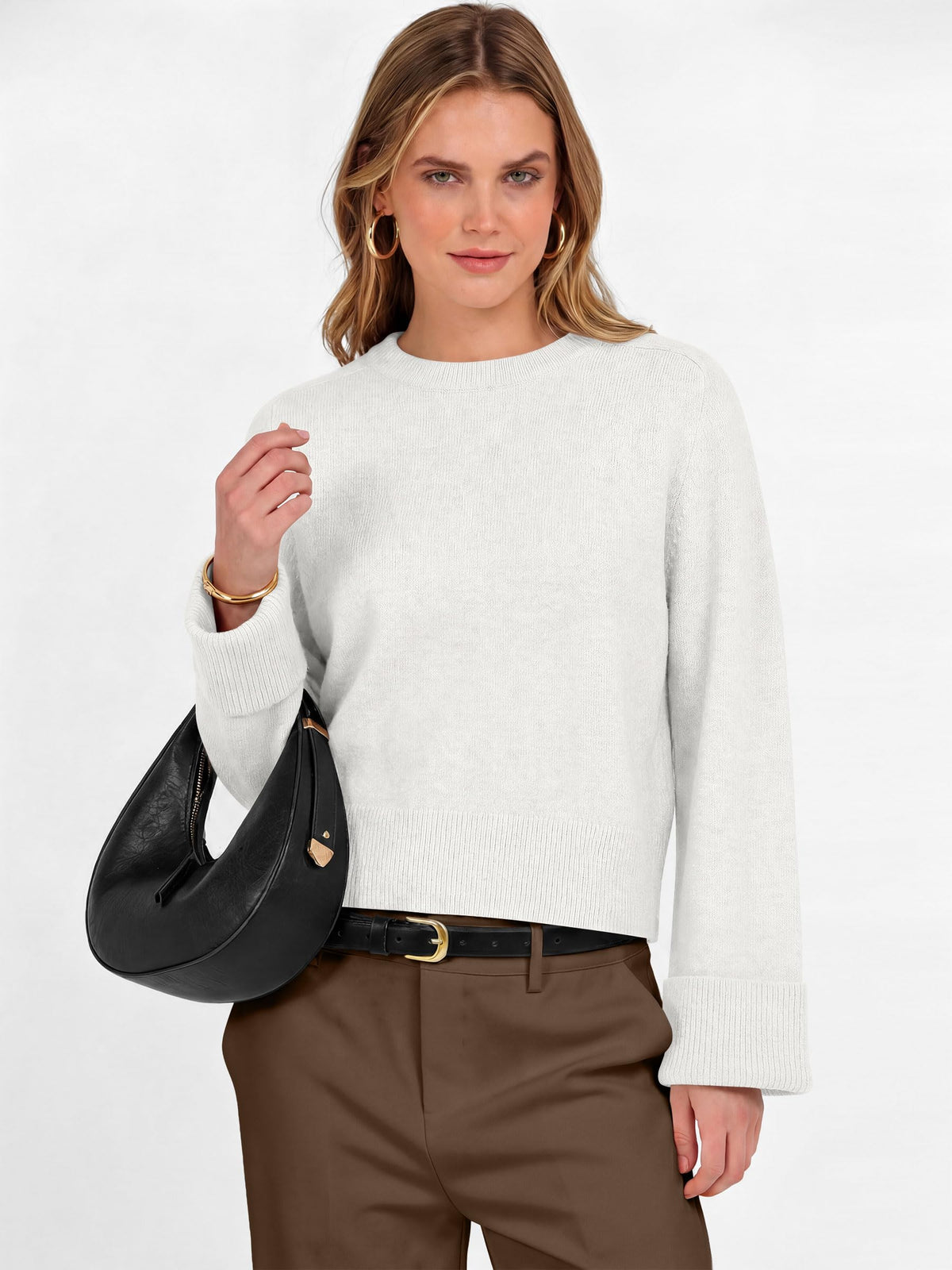 ANRABESS Sweaters for Women Cropped Fall Lightweight Pullover