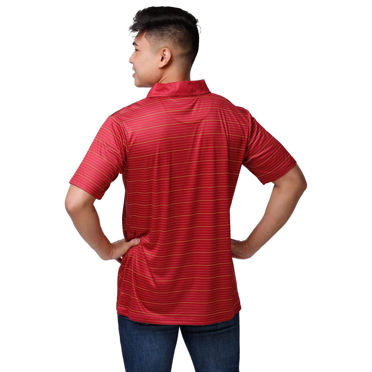FOCO NCAA Mens NCAA College Team Logo Striped Polyester Polo Short Sleeve Shirt