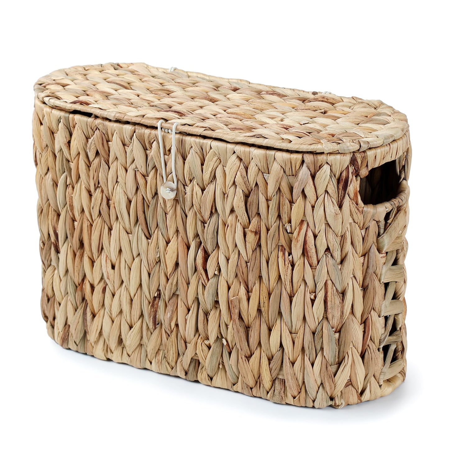 YANGQIHOME Toilet Paper Storage, Water Hyacinth Toilet Paper Storage with Lid, Papers Container for up to 9 Mega Rolls, Bathroom Basket Organizer