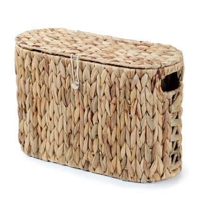 YANGQIHOME Toilet Paper Storage, Water Hyacinth Toilet Paper Storage with Lid, Papers Container for up to 9 Mega Rolls, Bathroom Basket Organizer