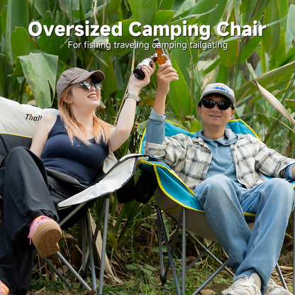 Oversized Camping Chair for Adults – Heavy Duty Folding Chair with Cup Holders, Storage Pocket & Carry Bag – Outdoor Padded Camp Chair for Camping, Backyard, Fishing & Sports – Supports 400lbs