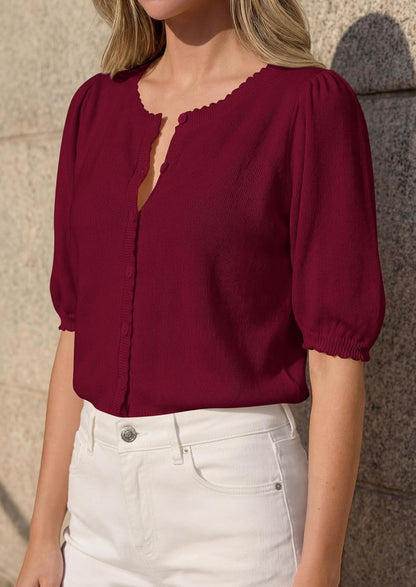 PRETTYGARDEN Women Short Sleeve Lightweight Knit Cardigans