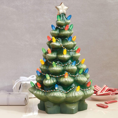 Lenox 893624 Treasured Traditions Holiday Red Bulbs Lit Tree, Christmas Decor
