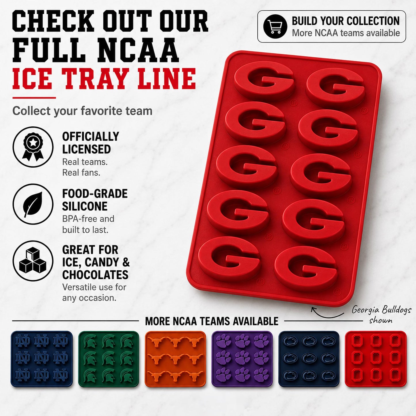 Masterpieces Fanpans Ncaa Alabama Crimson Tide Silicone Ice Cube Tray Set - Fun Alabama Merchandise, Dishwasher Safe