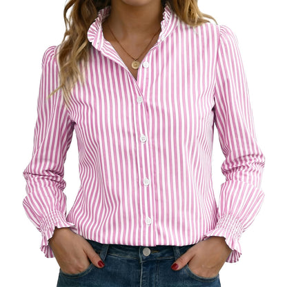 Funlingo Women's Striped Button Down Shirt