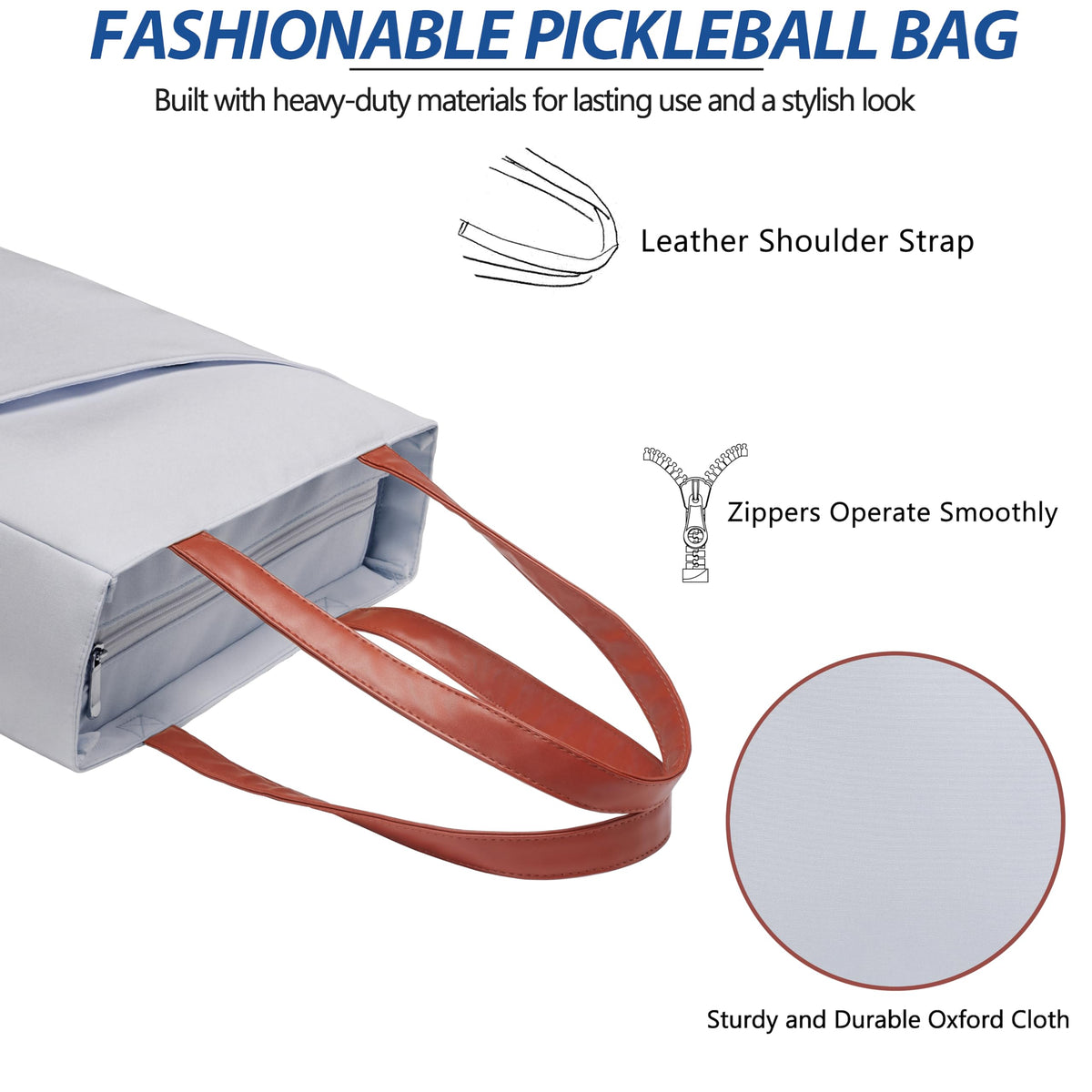 Pickleball Bag for Women Stylish Nylon Tote Fits 2 Paddle, Ball, Gear, Utility Shoulder Handbag for Sports