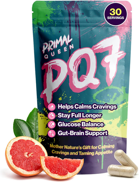 Primal Queen PQ7 Appetite Control Supplement for Women – Supports Cravings, Hunger & Fullness Signals – Stimulant-Free Formula with Clinically Studied Ingredients – 60 Capsules