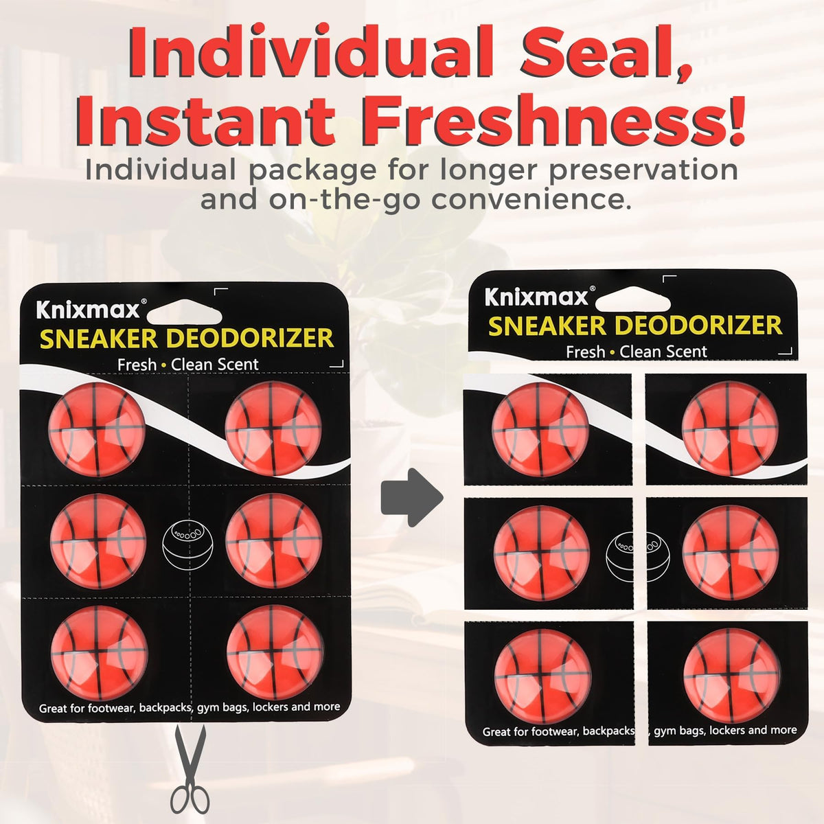 Knixmax Shoe Deodorizer Balls Odor Eliminator for Sneakers 6 Pack Baseball