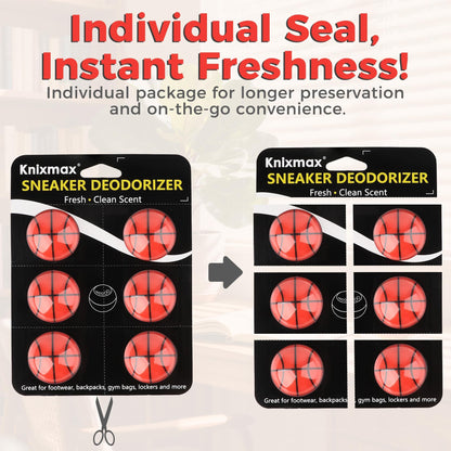 Knixmax Shoe Deodorizer Balls Odor Eliminator for Sneakers 6 Pack Baseball