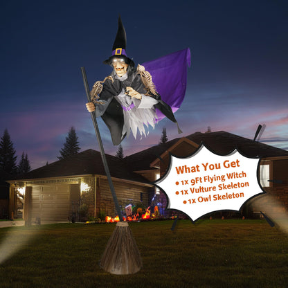 AW 9Ft Animatronics Flying Witch Hovering Broom Animated AC 100V-240V Halloween Outdoor Decoration Motion Activated 2026