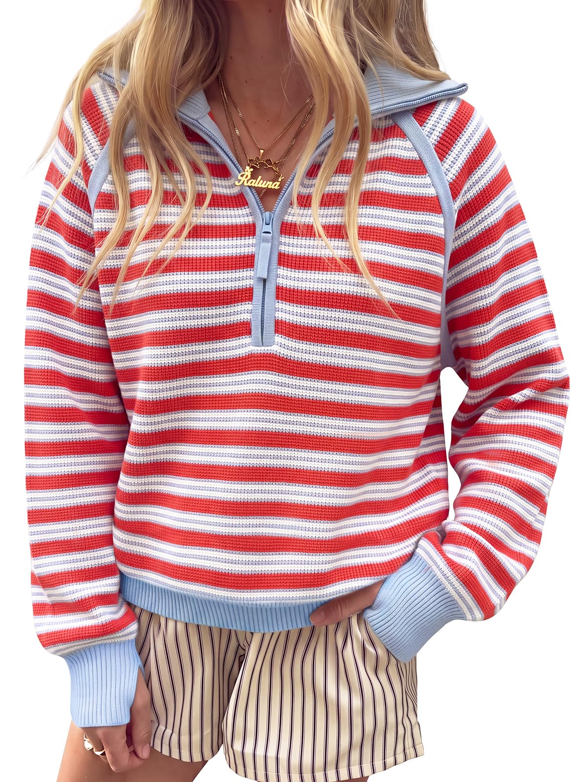 Women's Half Zip Sweater Long Sleeve Pullover