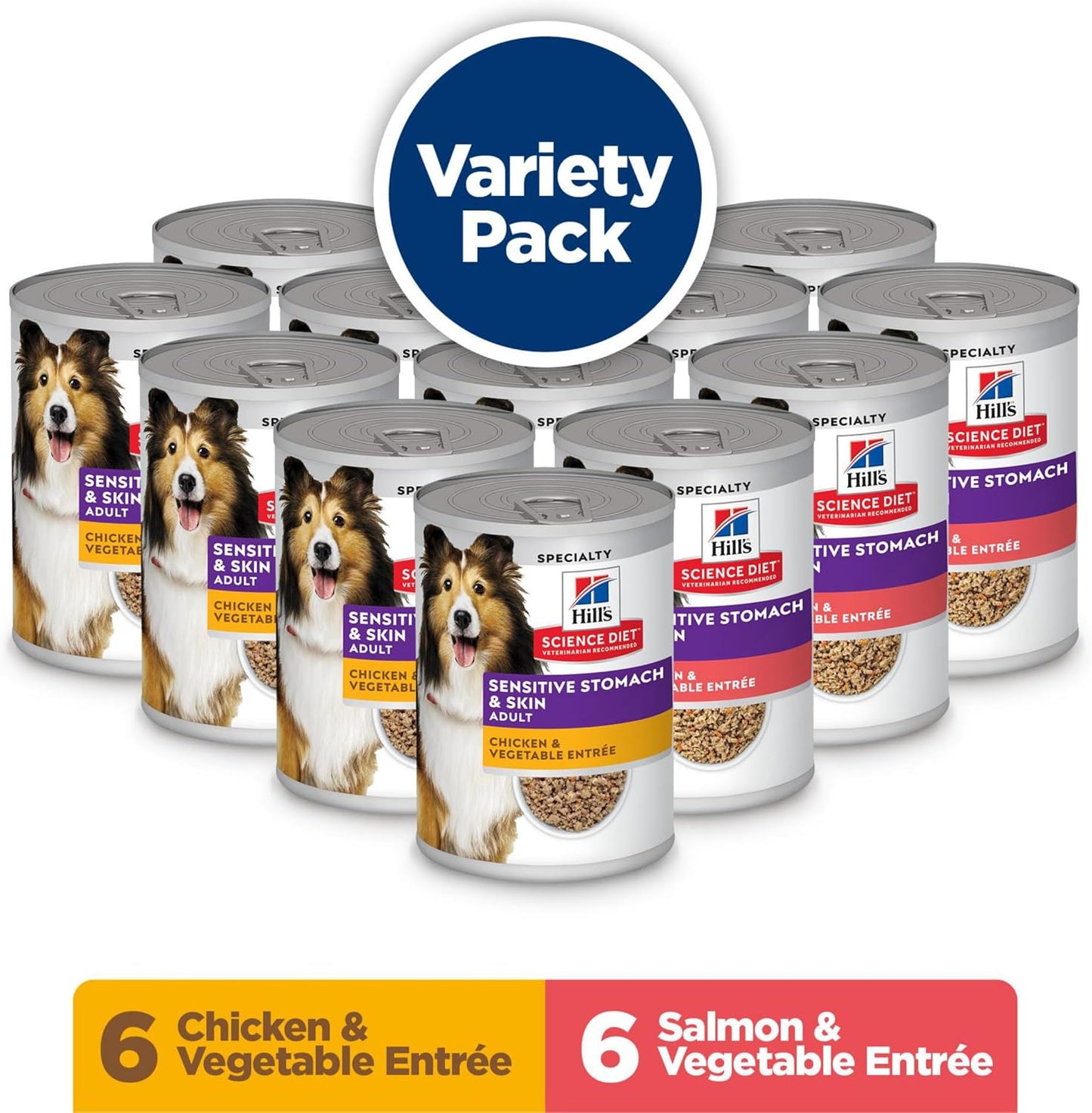 Hill's Science Diet Adult Sensitive Stomach & Skin Wet Dog Food, Turkey & Rice, 12.5 oz. Cans, 12-Pack