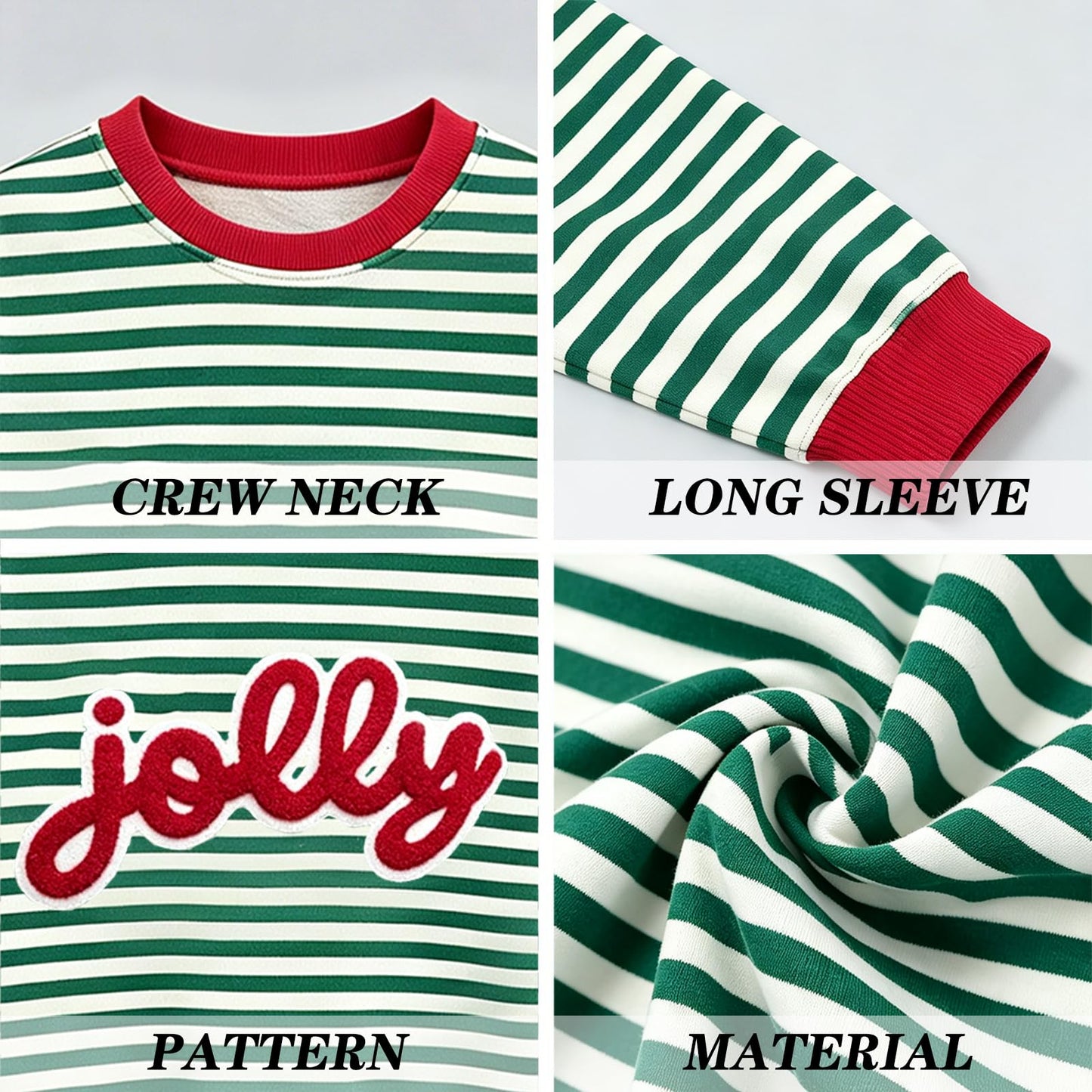Christmas Sweatshirts For Women Jolly Glitter Patch Striped Sweater