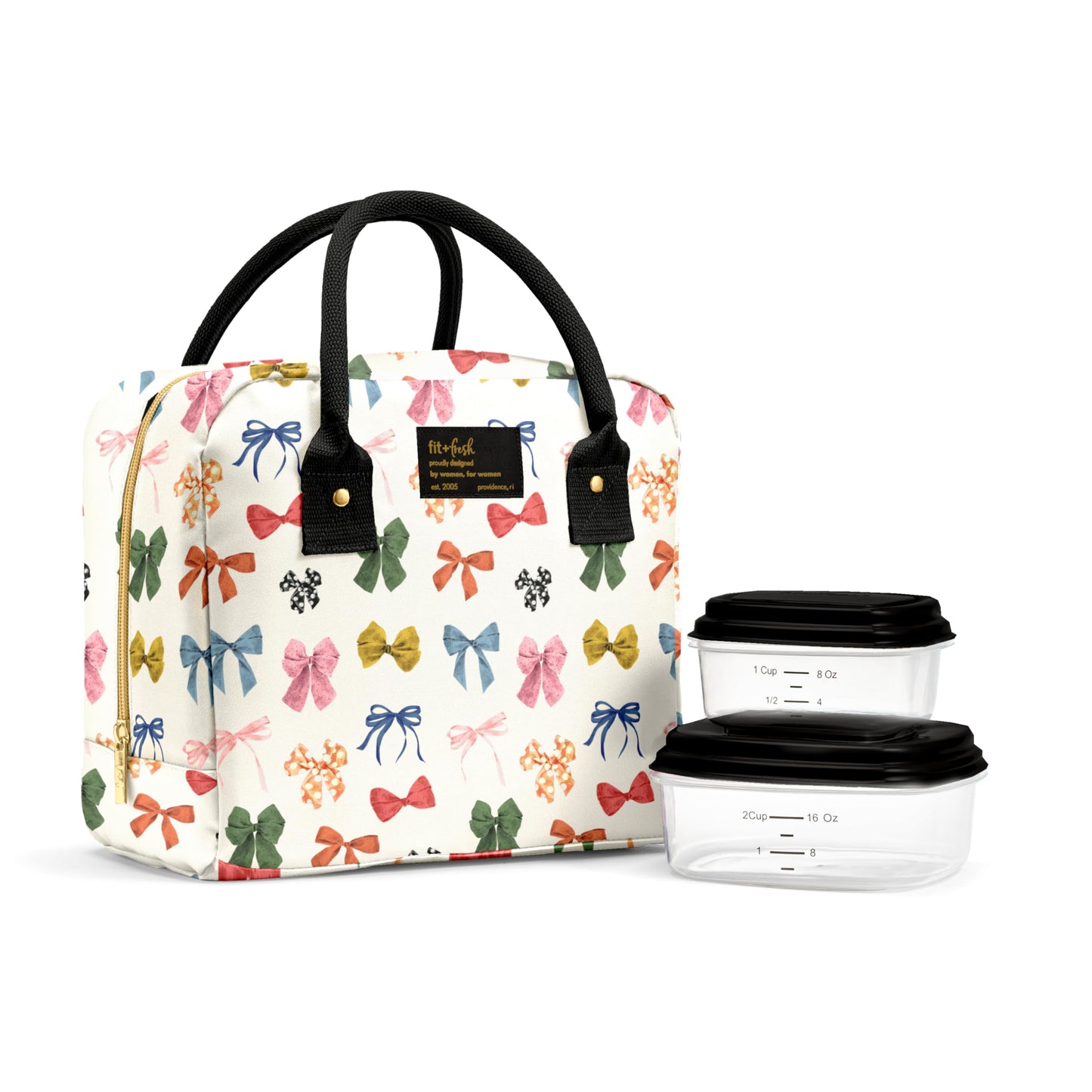 Fit & Fresh Bloomington Lunch Bag for Women - Insulated Large Lunch Box for Work with Containers, Leak-Resistant, Stain-Resistant, Zipper Closure, Cheetah