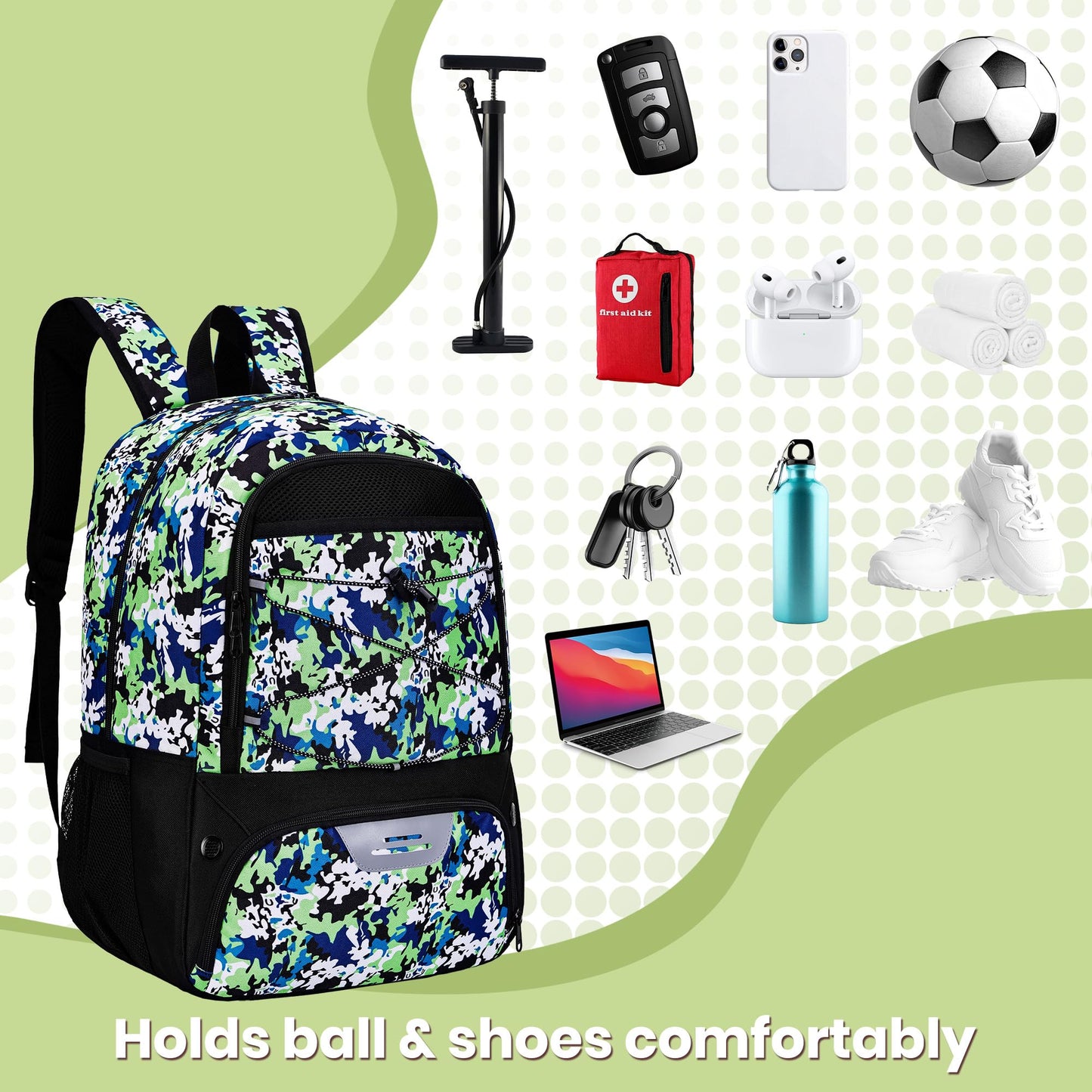Hsmihair Soccer Bag,Youth Soccer Backpack with Ball and Cleat Compartment