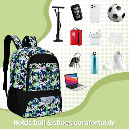 Hsmihair Soccer Bag,Youth Soccer Backpack with Ball and Cleat Compartment