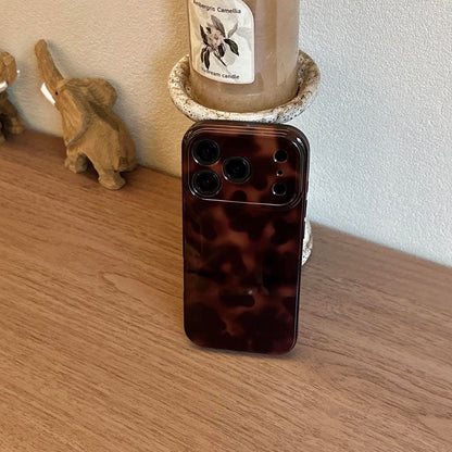 Aesthetic Tortoise Shell Phone Case for iPhone 17 Pro 6.3in,Retro Cool Girl Leopard Print Brown Amber Trendy Full Camera Protective Cover for iPhone 17pro 6.3"