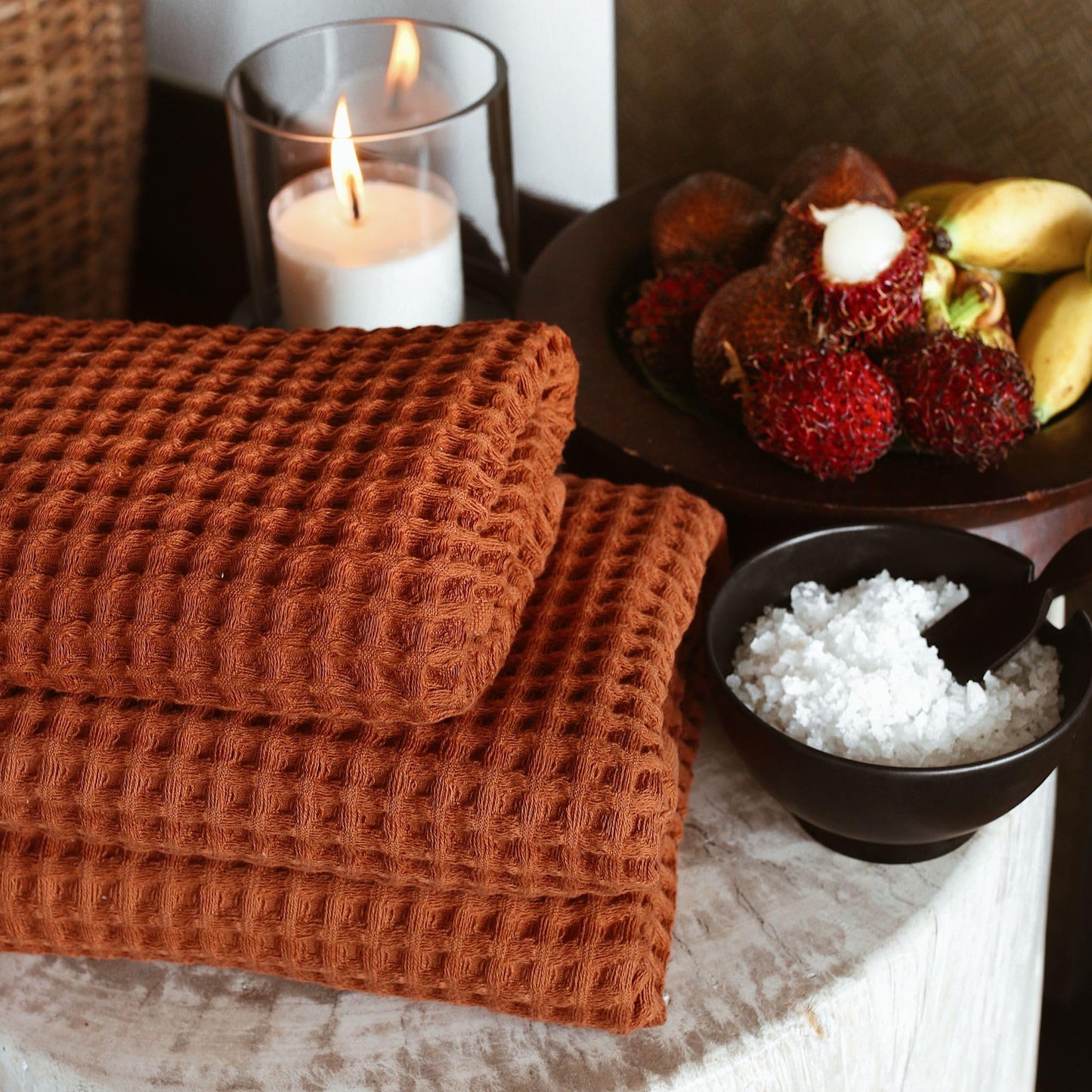 sea me at home Waffle Hand Towel – 100% Turkish Cotton, Quick-Dry, Soft and Absorbent Bathroom Towel (White)