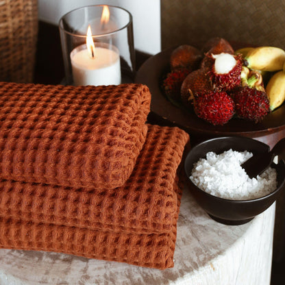 sea me at home Waffle Hand Towel – 100% Turkish Cotton, Quick-Dry, Soft and Absorbent Bathroom Towel (White)