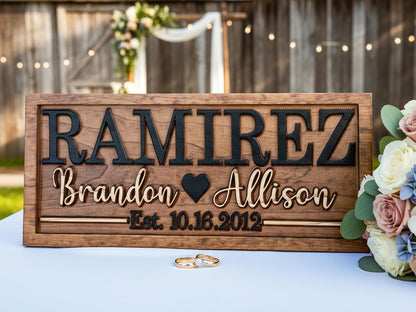 Personalized Wedding Last Name Established Wooden Sign | Engagement Gift