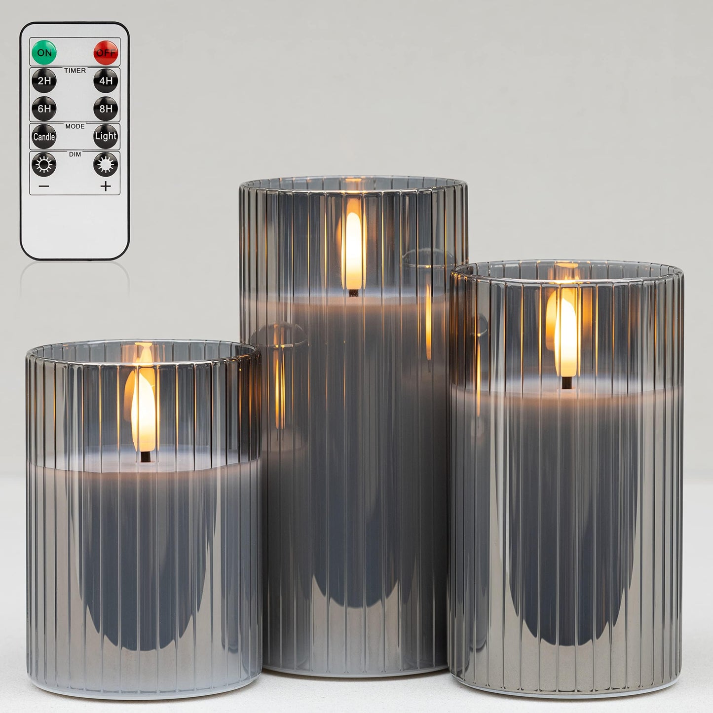 ANGELLOONG Gold Candles for Bathroom Decor, Glass Flameless Candles with Remote, Battery Operated LED Pillar Fake Candles with Timer for Christmas Home Fireplace Mantle Fall Decor