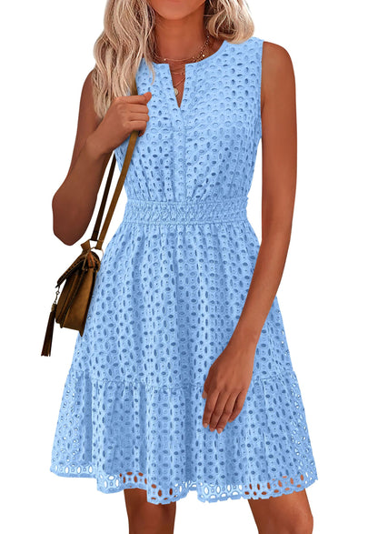 PRETTYGARDEN Women's Summer Eyelet A Line Short Dress